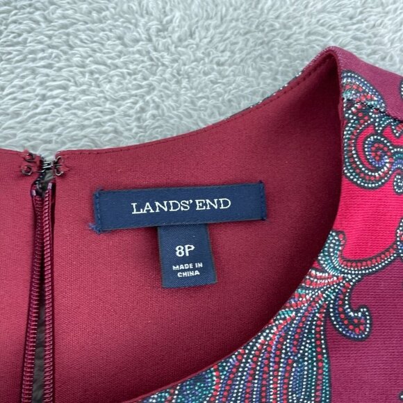 Lands End Womens 8P Sleeveless Red & Blue Paisley Dress Nylon/Viskose 5266 - Picture 4 of 8